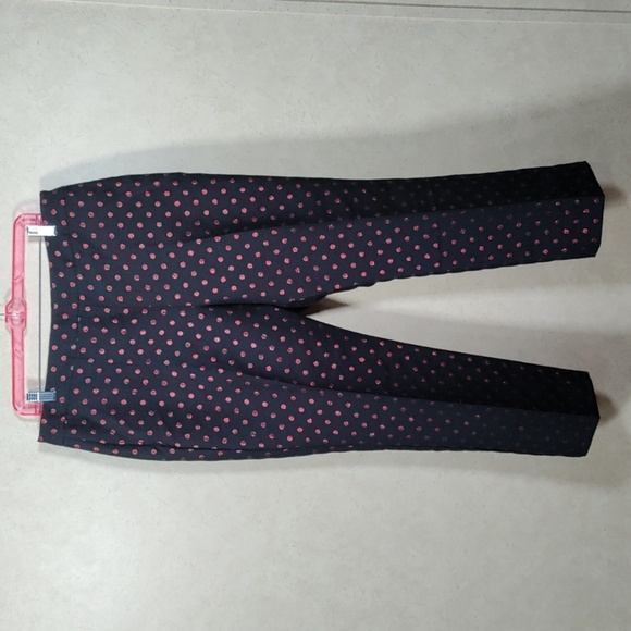08131 Talbots black w/red metallic polka dots straight leg pants 12 - Picture 1 of 11